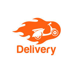 scooter delivery silhouette, logo template