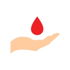 Fototapeta premium Finger with blood drop illustration isolated on white background. Perfect blood test design for healthcare collection. Symbol of blood test.