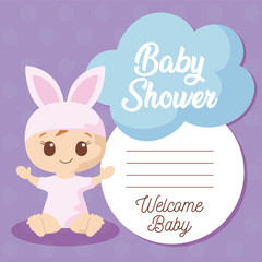 Baby shower invitation with baby cartoon vector design