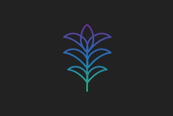 Fototapeta na wymiar Abstract premium purple blue green gradient leaf icon design vector graphics