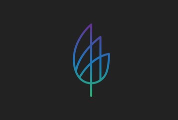 Abstract premium purple blue green gradient leaf icon design vector graphics