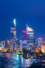 Ho Chi Minh City view at night - obrazy, fototapety, plakaty