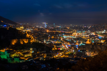 Fototapeta na wymiar Tbilisi city at night, Georgia