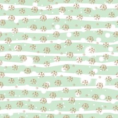 Seamless pattern with golden falling snowflakes on dark background