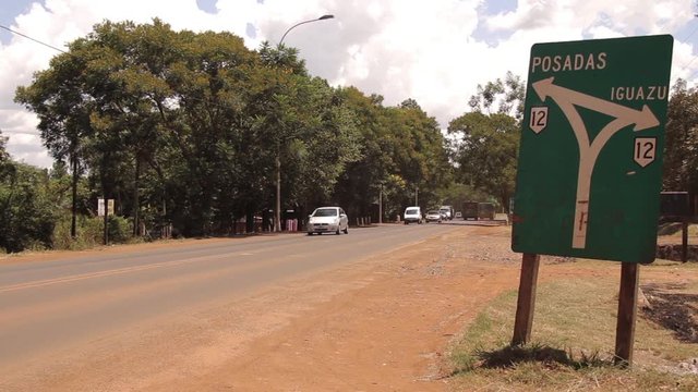 Road near Posadas, in Misiones, Argentina. 