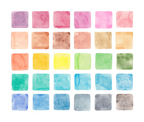 Square 30 color icon painted in watercolor