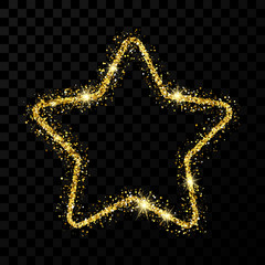 Gold glitter star with shiny sparkles