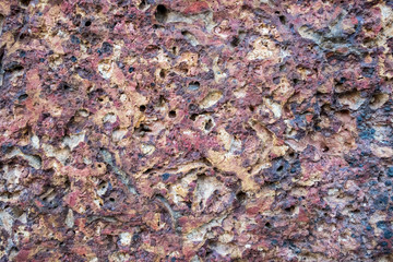 Beautiful texture of stone pumice with holes.