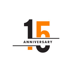 15th celebrating anniversary emblem logo design vector illustration template
