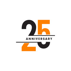 25th celebrating anniversary emblem logo design vector illustration template