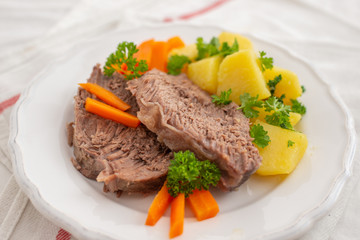Prime boiled beef with root vegetables, Viennese Tafelspitz