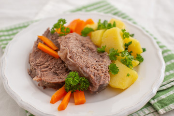 Prime boiled beef with root vegetables, Viennese Tafelspitz