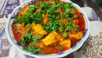 Masala paneer in a bowl. 