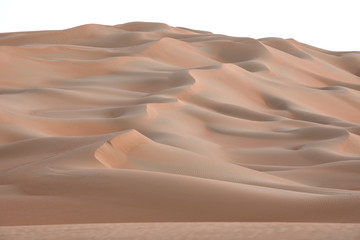 Fototapeta na wymiar Abstract view of sand dunes in the desert at sunrise. Liwa desert, Empty Quarter, United Arab Emirates.