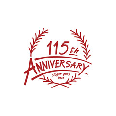 115 years design template. One hundred fiftheenth years logo. Vector and illustration. 