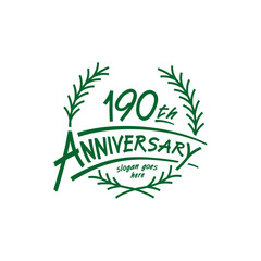 190 years design template.  One hundred ninetieth years logo. Vector and illustration. 