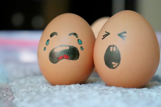Funny and cute eggs faces for Easter. colorful Easter eggs