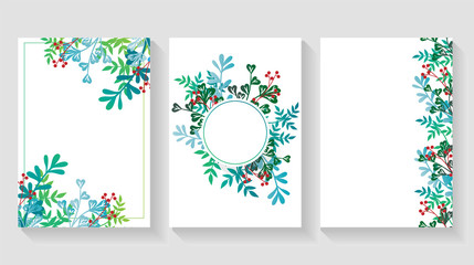 Set of letterhead with floral frames. Vector graphics.