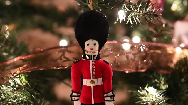 Christmas ornament, Beefeater, guard, London, bottom to top view