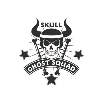 skull mascot logo badge design vector illustration