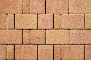 New red paving stones. Paving blocks architecture