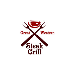 Grill Steak Logo and badges vector illustration