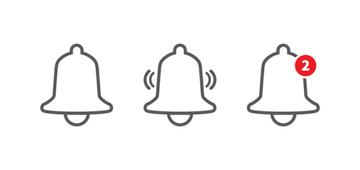 Notification bell icon. Incoming inbox message. Alarm icon. Vector illustration