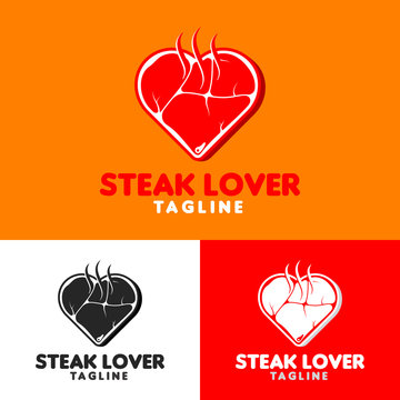 STEAK LOVER LOGO, STEAK HOUSE LOGO, STEAK LOGO, LOVE LOGO