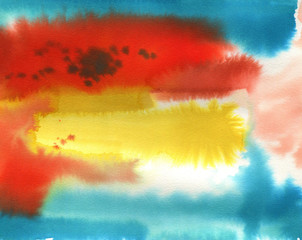 Abstract watercolor background. Colorful watercolor spots are brush painted.