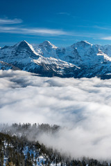 Obraz premium Eiger Mönch and Jungfrau in winter