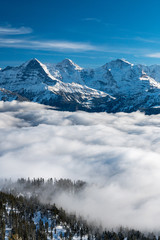 Eiger Mönch and Jungfrau in winter