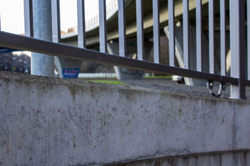 Concrete edge with railing in the underpass