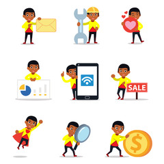 Cheerleader girls dancing in competition, set of character man.