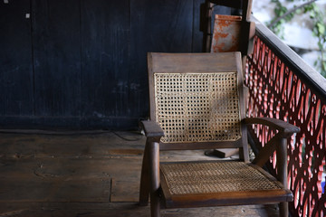 Vintage Oak antique Chair, Cane Seat Chair with Rattan Webbing