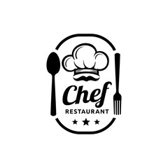 Chef and restaurant simple logo design with a cap / chef hat