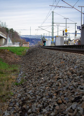 Waiting houses made of concrete on the railway track