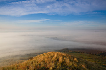 Misty morning in Central Bohemian Highlands, Czech Republic.
