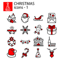 Web icons set. Christmas and New Year
