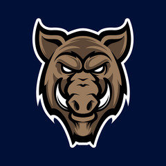 Wild hog head mascot, colored version. Great for sports logos & team mascots.