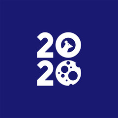 Happy New Year 2020 logo text design. Cover of business diary for 2020 with wishes. Brochure design template, card, banner. Vector illustration.