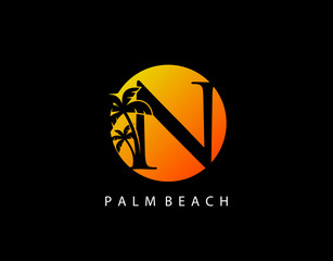 N Palm Beach Logo, Circle N Sunset Icon Logo