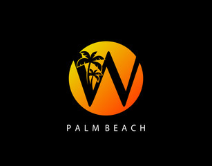 W Palm Beach Logo, Circle W Sunset Icon Logo