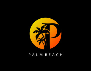P Palm Beach Logo, Circle P Sunset Icon Logo