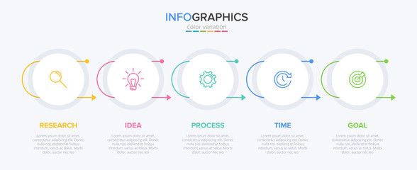 Infographic design with icons and 5 options or steps. Thin line vector. Infographics business concept. Can be used for info graphics, flow charts, presentations, web sites, banners, printed materials.