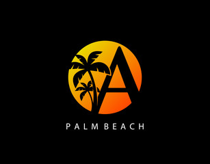 A Palm Beach Logo, Circle A Sunset Icon Logo