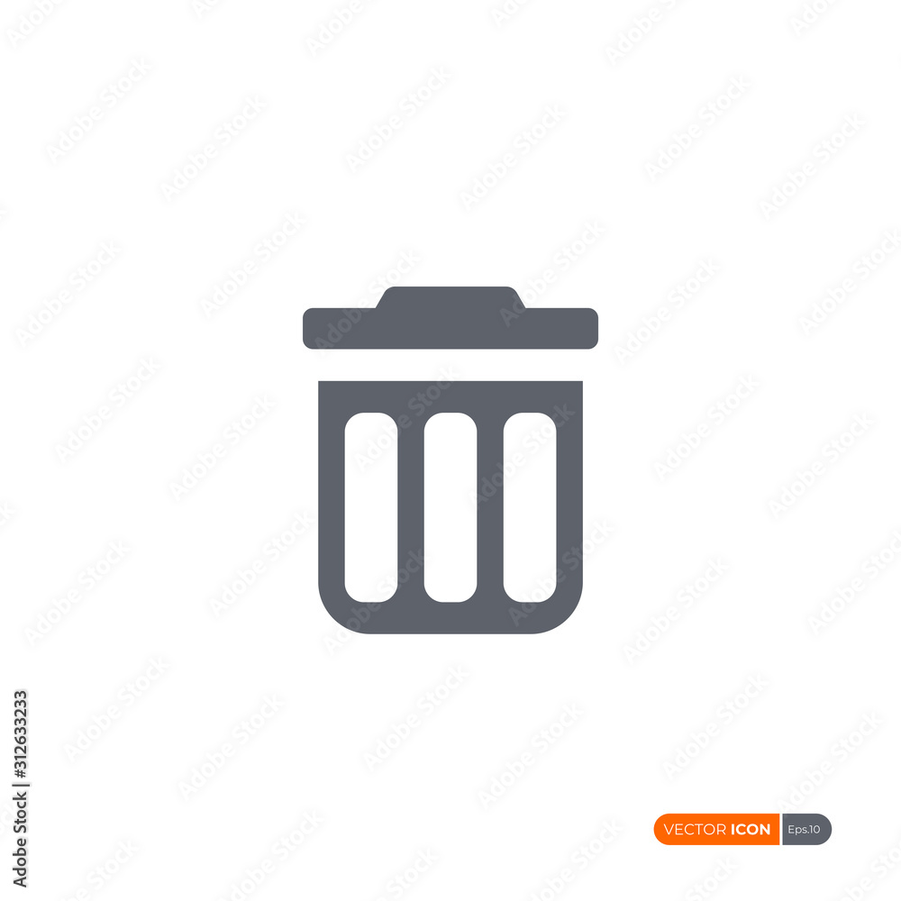 Aufkleber trash can icon isolated on white background. flat vector icon design template element