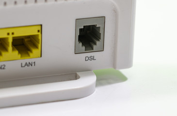 Wireless modem router with cable connecting On a white background