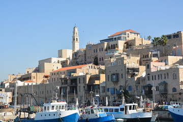 Fototapeta na wymiar The port and old city of Jaffa in Tel Aviv.