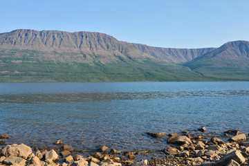 Mountain lake on the Putorana plateau.