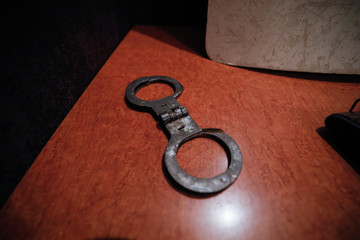 Rusty old handcuffs from a Securitate prison in communist Romania.